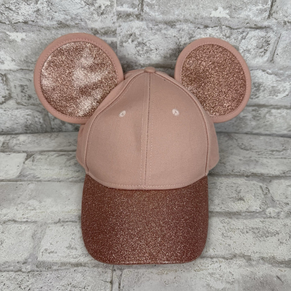 Disney Cakeworthy Rose Gold Minnie Mickey Mouse Baseball Cap‎ Hat Sparkles